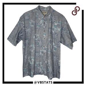 Cooke Street Men's Floral Print‎ Hawaiian Shirt Gray Purple Size 2XL